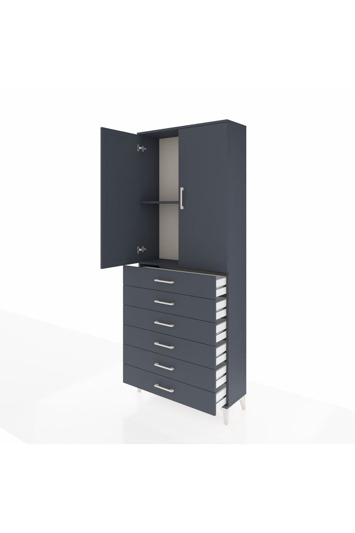 Arges Dolap 2 Raflı 6 Çekmeceli 2 Kapaklı 88x30x221 - S30M122V5A
