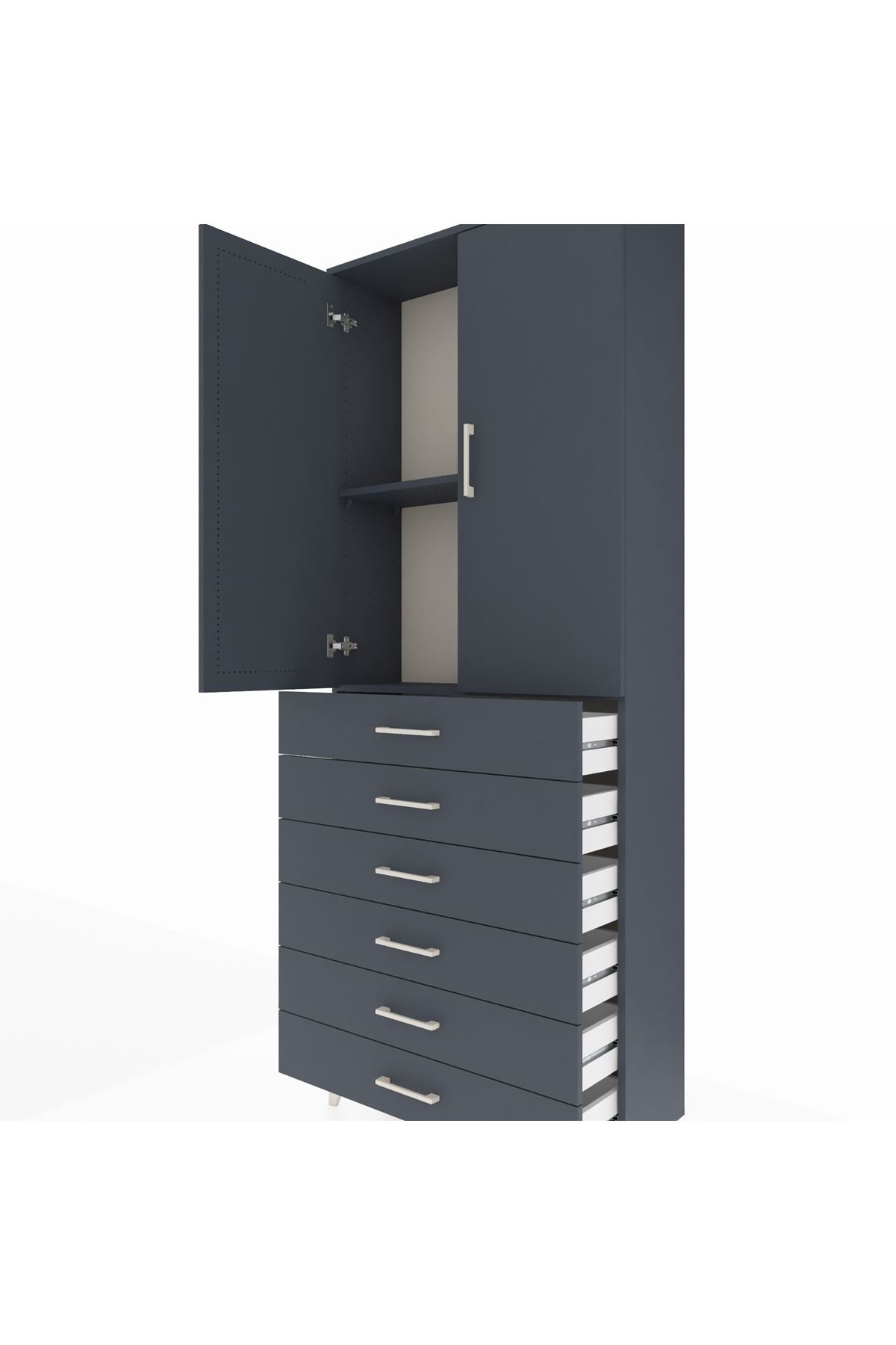 Arges Dolap 2 Raflı 6 Çekmeceli 2 Kapaklı 88x30x221 - S30M122V5A