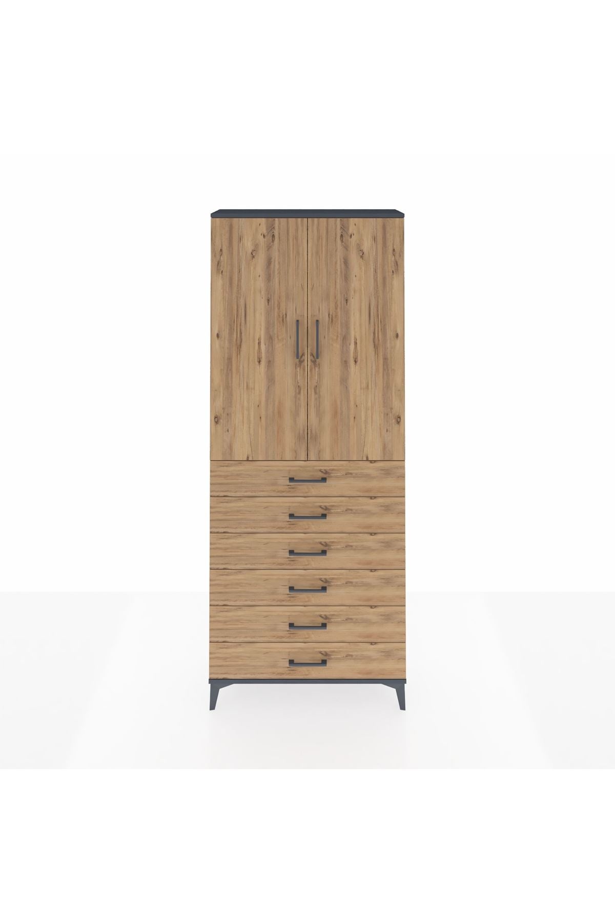 Arges Dolap 2 Raflı 6 Çekmeceli 2 Kapaklı 88x30x221 - S30M122V6A