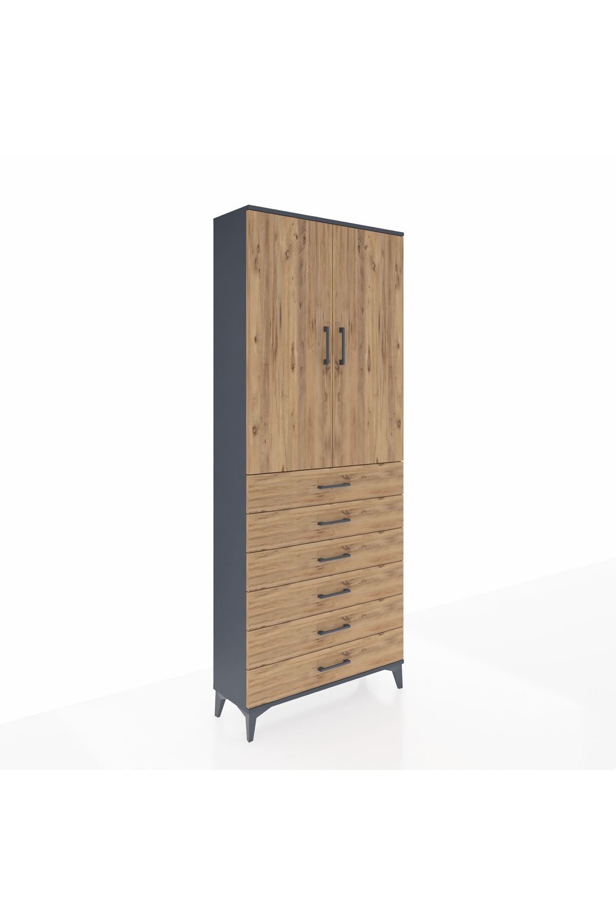 Arges Dolap 2 Raflı 6 Çekmeceli 2 Kapaklı 88x30x221 - S30M122V6A