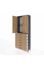 Arges Dolap 2 Raflı 6 Çekmeceli 2 Kapaklı 88x30x221 - S30M122V6A
