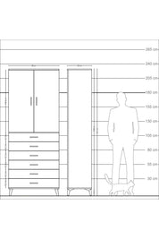 Arges Dolap 2 Raflı 6 Çekmeceli 2 Kapaklı 88x30x221 - S30M122V6A