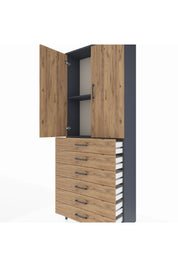 Arges Dolap 2 Raflı 6 Çekmeceli 2 Kapaklı 88x30x221 - S30M122V6A