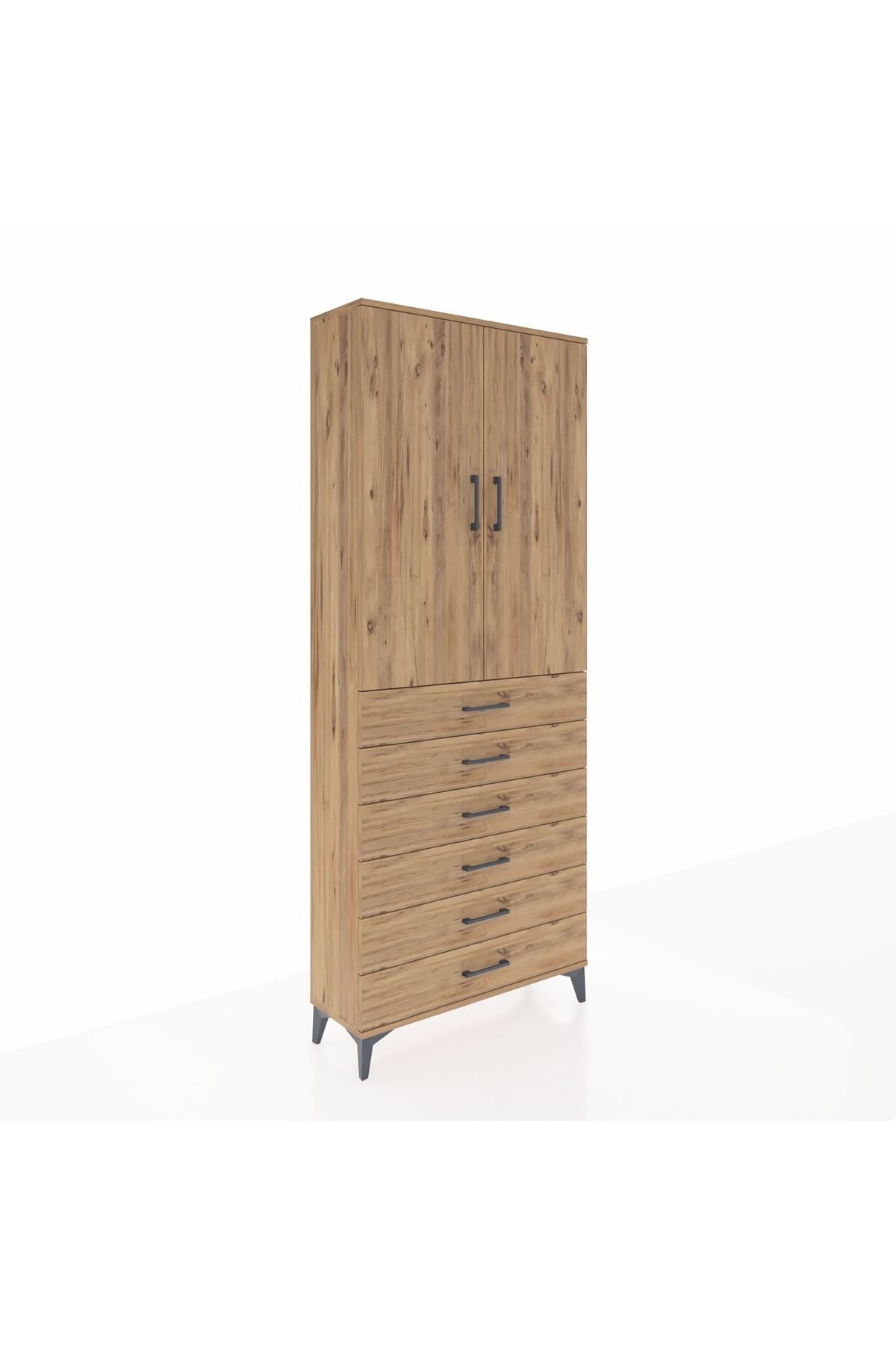 Arges Dolap 2 Raflı 6 Çekmeceli 2 Kapaklı 88x30x221 - S30M122V9A