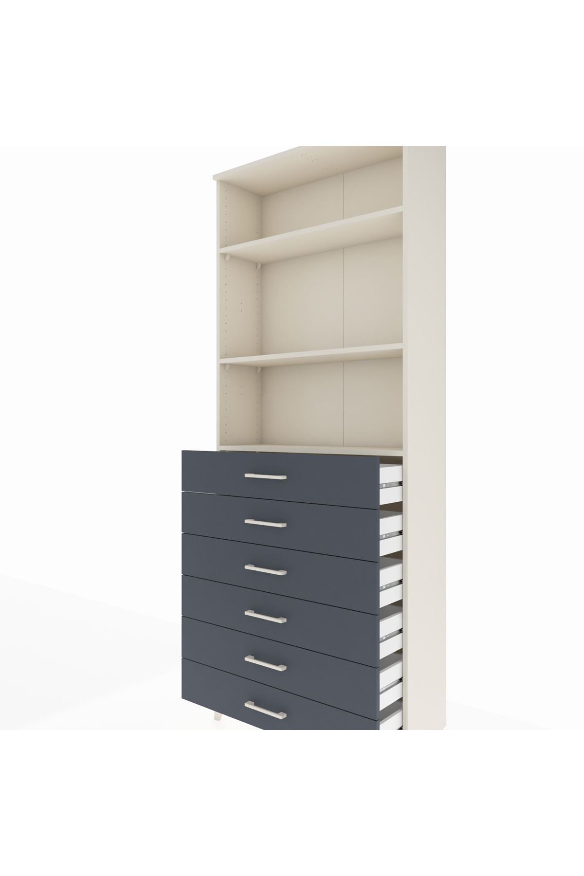 Arges Dolap 3 Raflı 6 Çekmeceli 88x30x221 - S30M123V2A