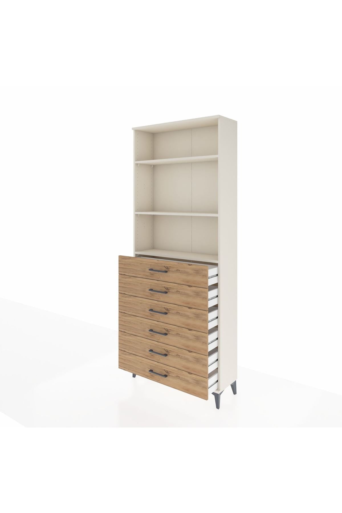 Arges Dolap 3 Raflı 6 Çekmeceli 88x30x221 - S30M123V3A