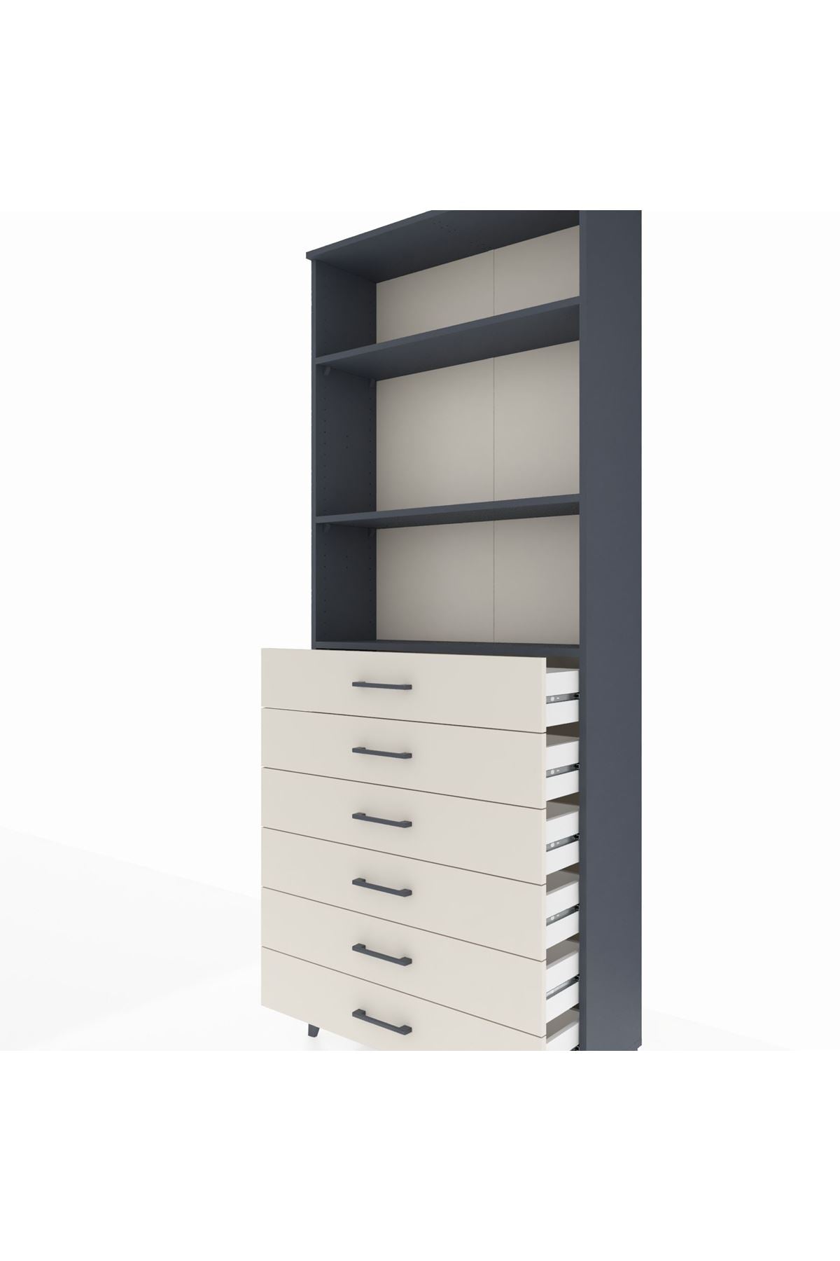 Arges Dolap 3 Raflı 6 Çekmeceli 88x30x221 - S30M123V4A