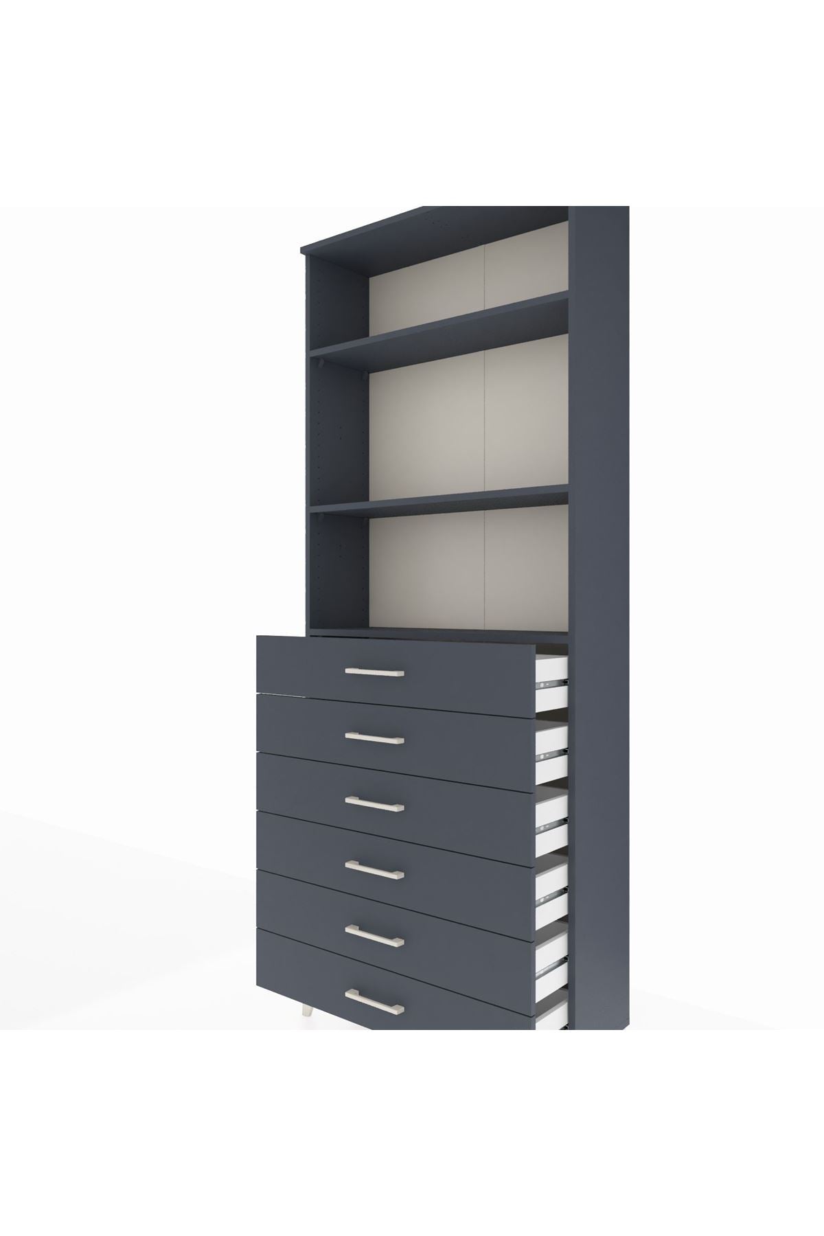 Arges Dolap 3 Raflı 6 Çekmeceli 88x30x221 - S30M123V5A