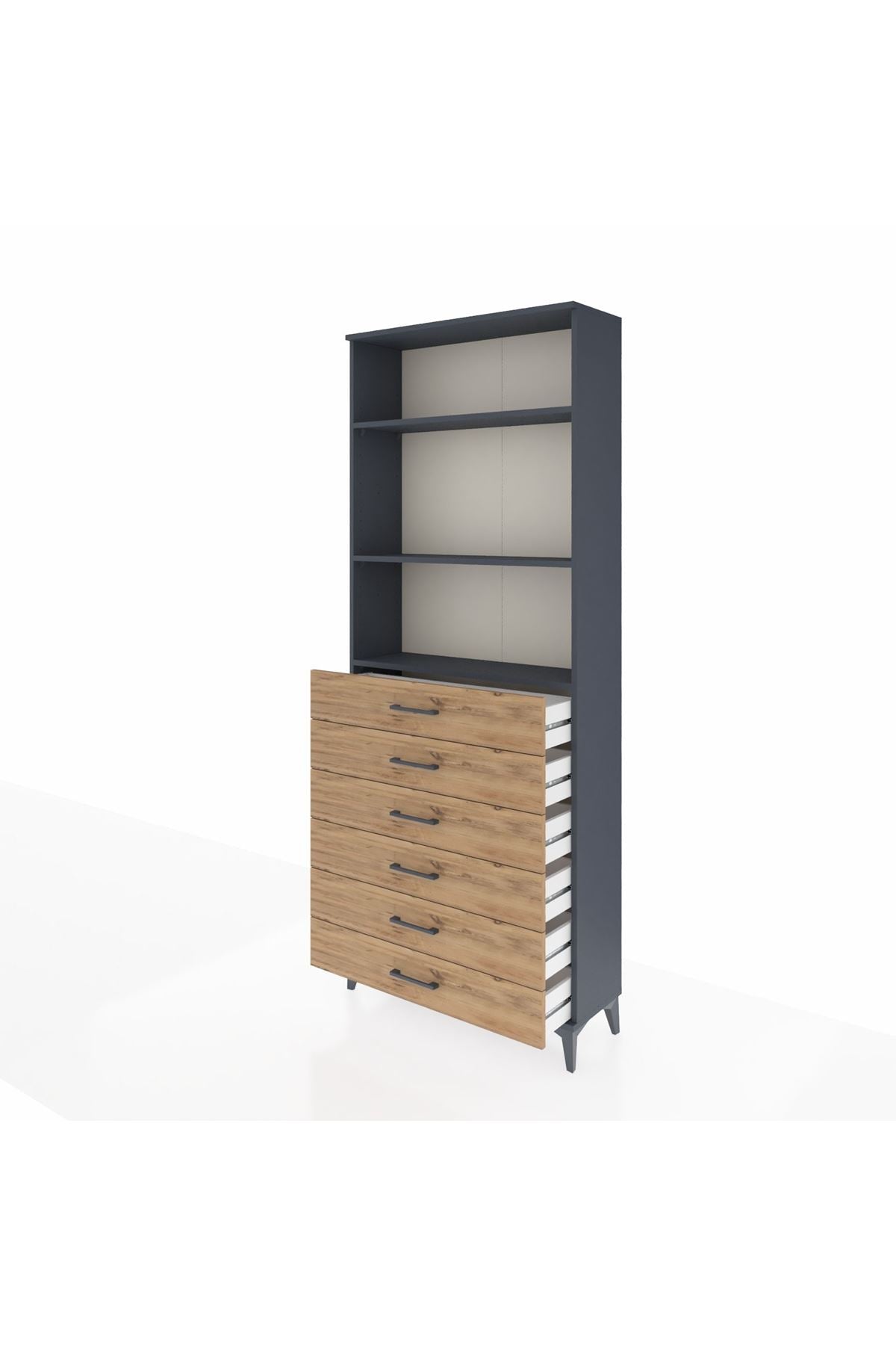 Arges Dolap 3 Raflı 6 Çekmeceli 88x30x221 - S30M123V6A