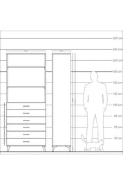Arges Dolap 3 Raflı 6 Çekmeceli 88x30x221 - S30M123V7A