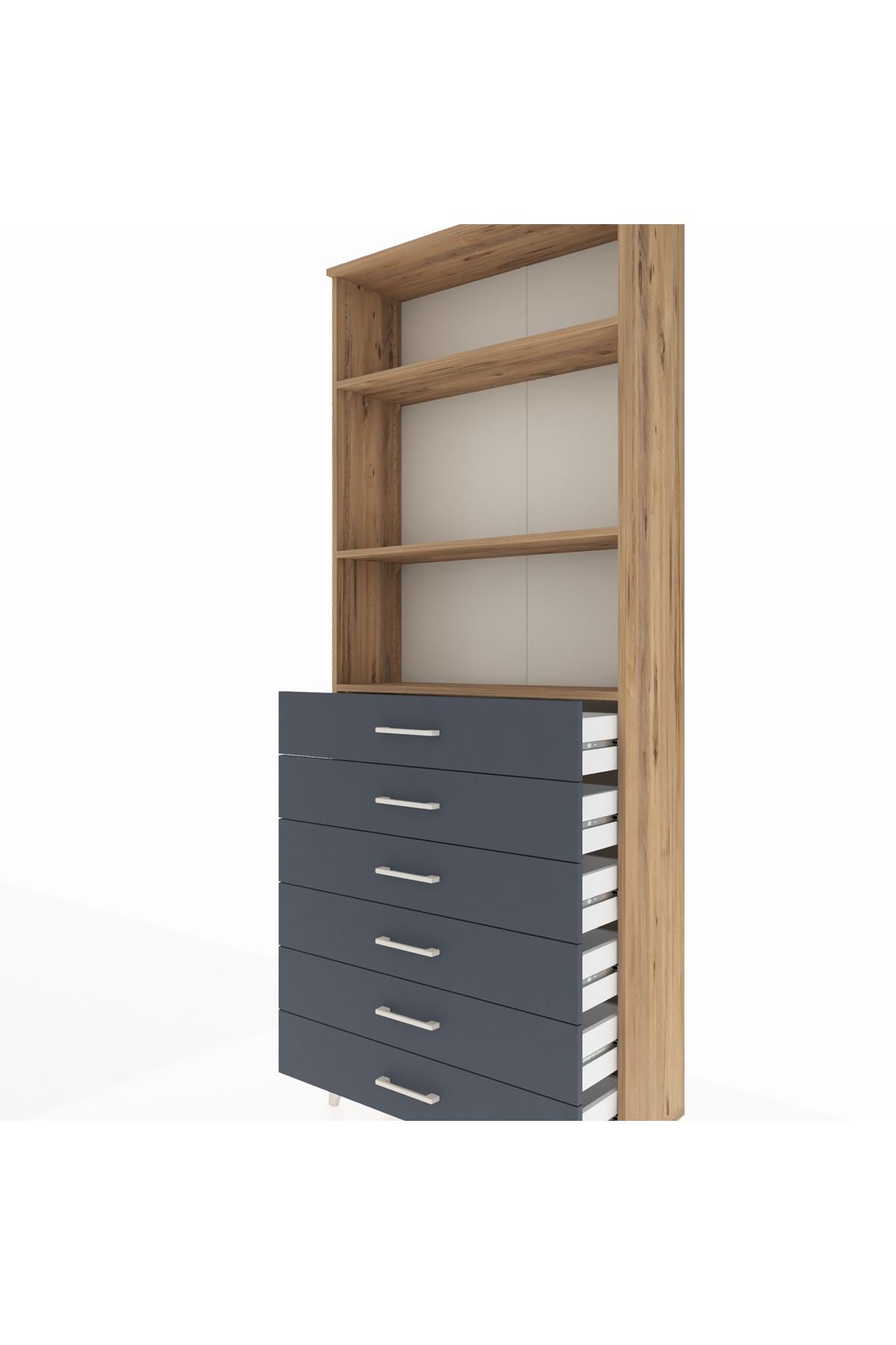 Arges Dolap 3 Raflı 6 Çekmeceli 88x30x221 - S30M123V8A