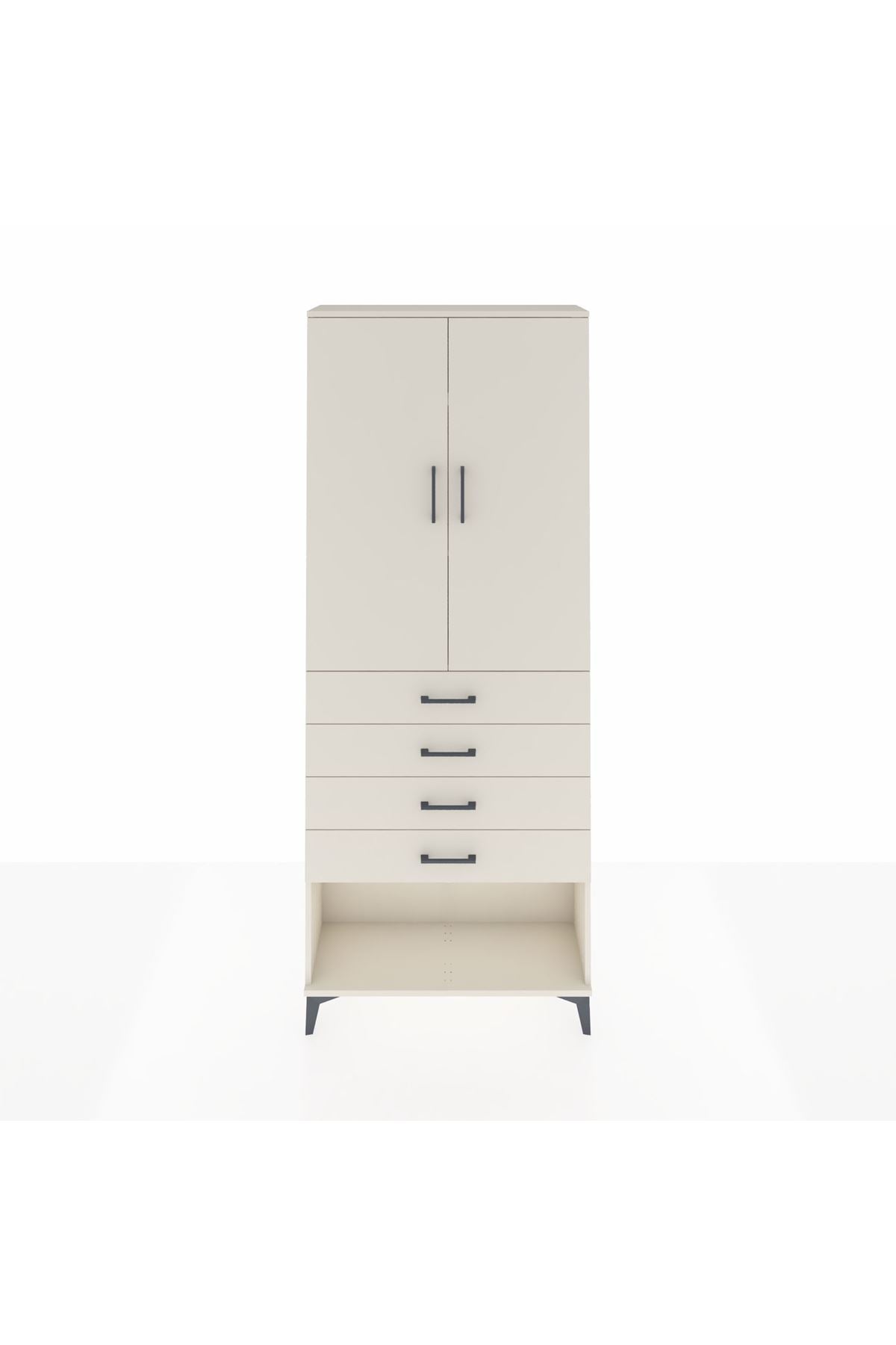 Arges Dolap 3 Raflı 4 Çekmeceli 2 Kapaklı 88x30x221 - S30M124V1A