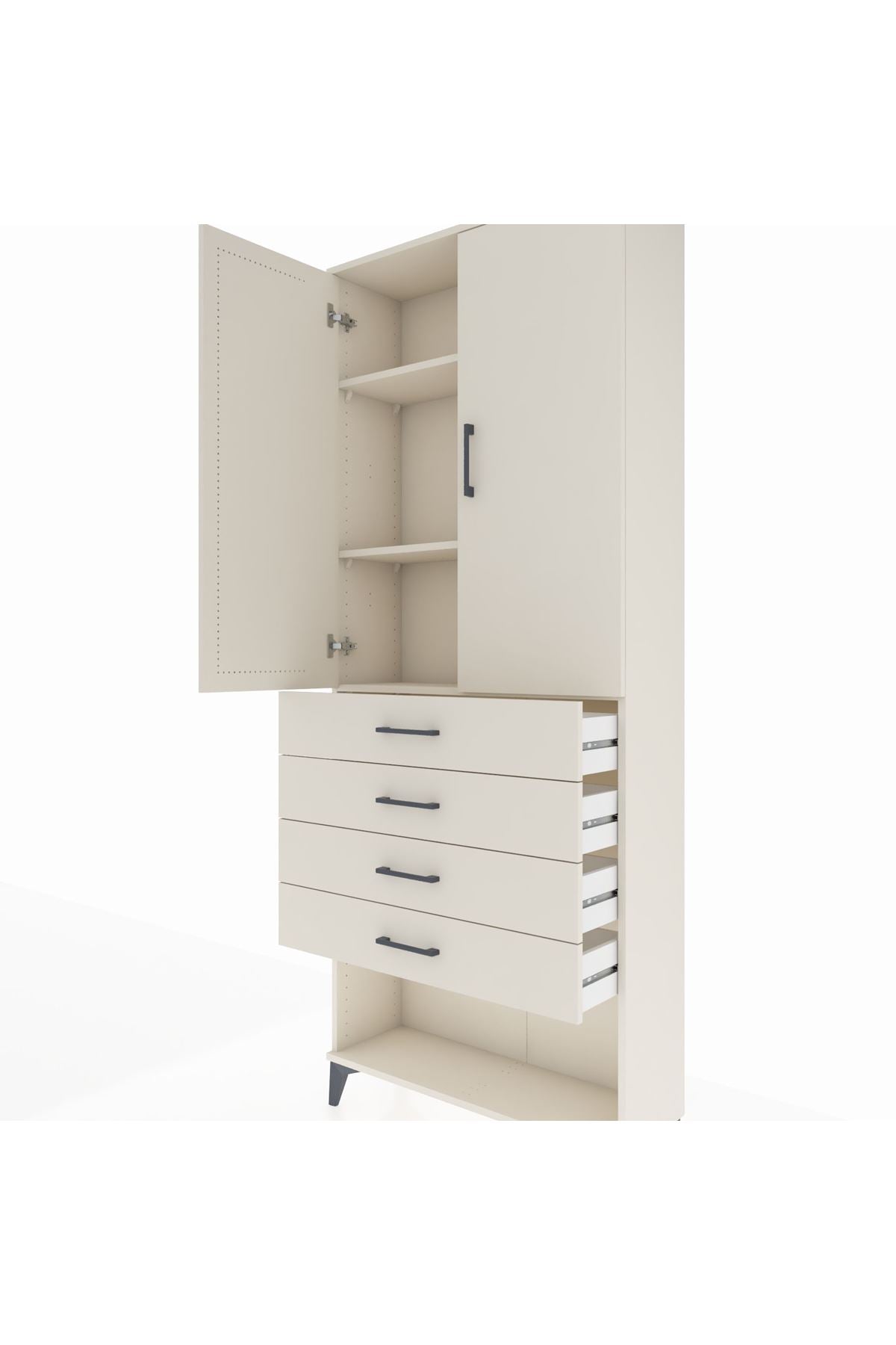 Arges Dolap 3 Raflı 4 Çekmeceli 2 Kapaklı 88x30x221 - S30M124V1A