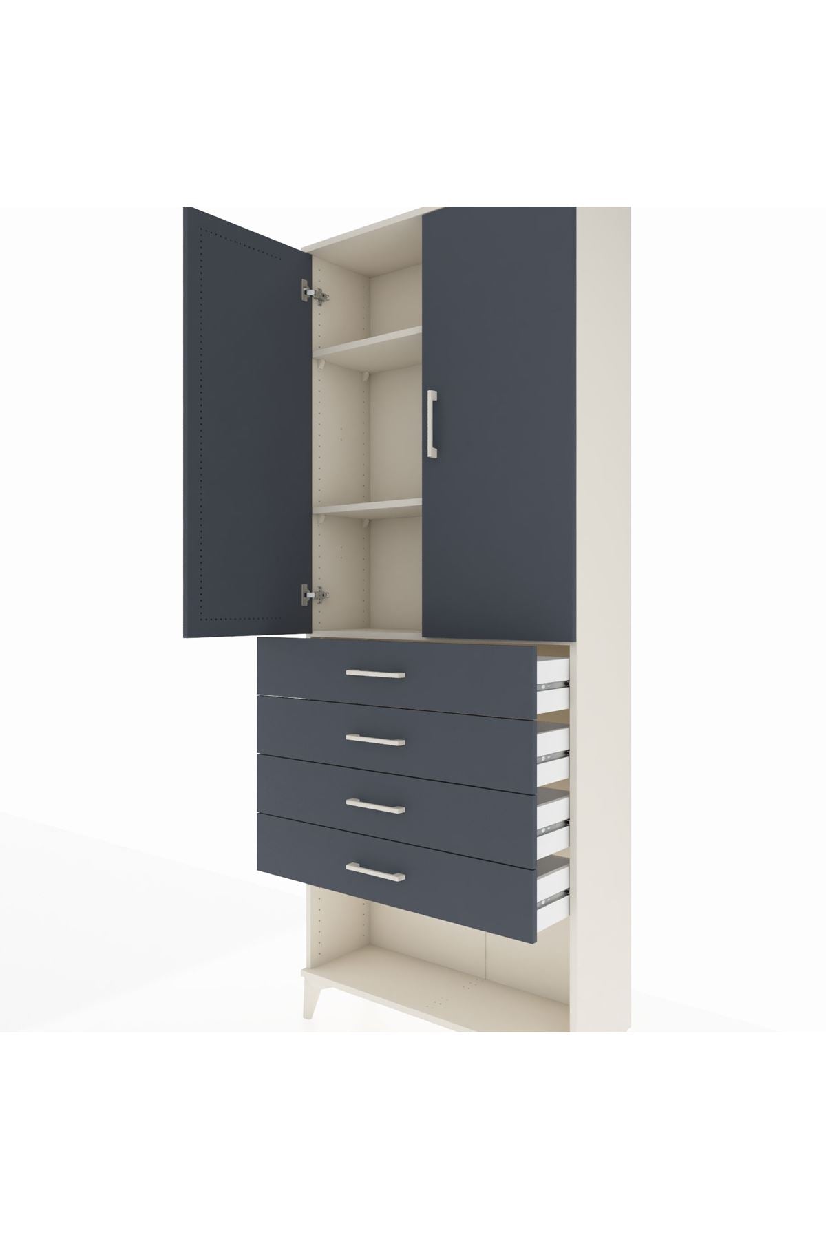 Arges Dolap 3 Raflı 4 Çekmeceli 2 Kapaklı 88x30x221 - S30M124V2A