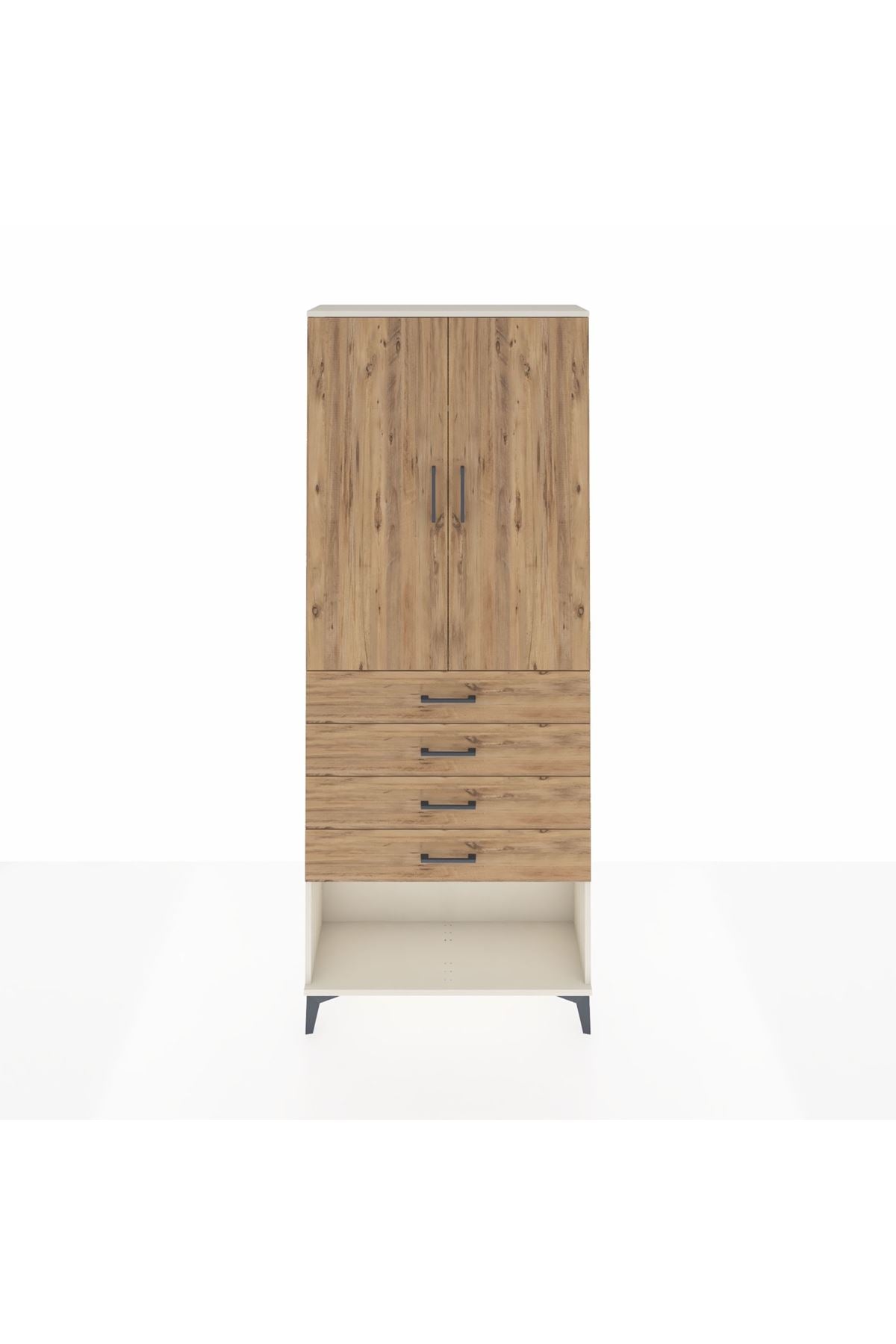 Arges Dolap 3 Raflı 4 Çekmeceli 2 Kapaklı 88x30x221 - S30M124V3A