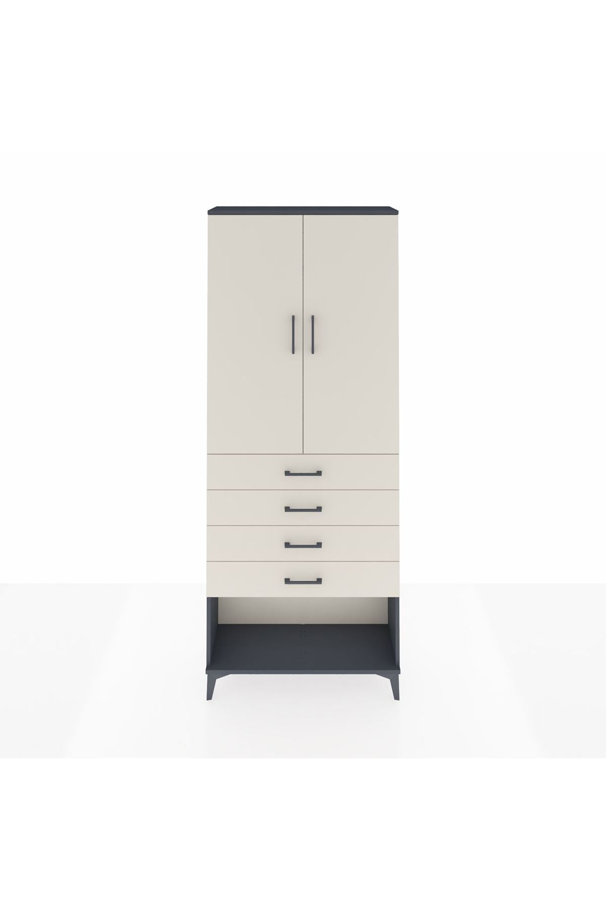 Arges Dolap 3 Raflı 4 Çekmeceli 2 Kapaklı 88x30x221 - S30M124V4A