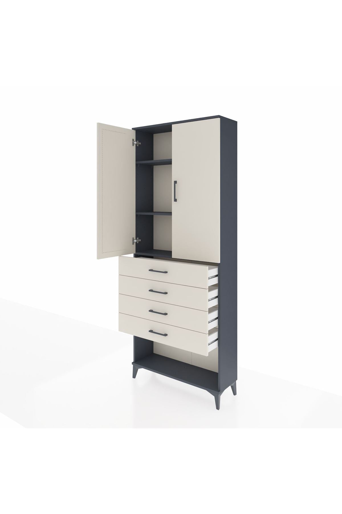 Arges Dolap 3 Raflı 4 Çekmeceli 2 Kapaklı 88x30x221 - S30M124V4A