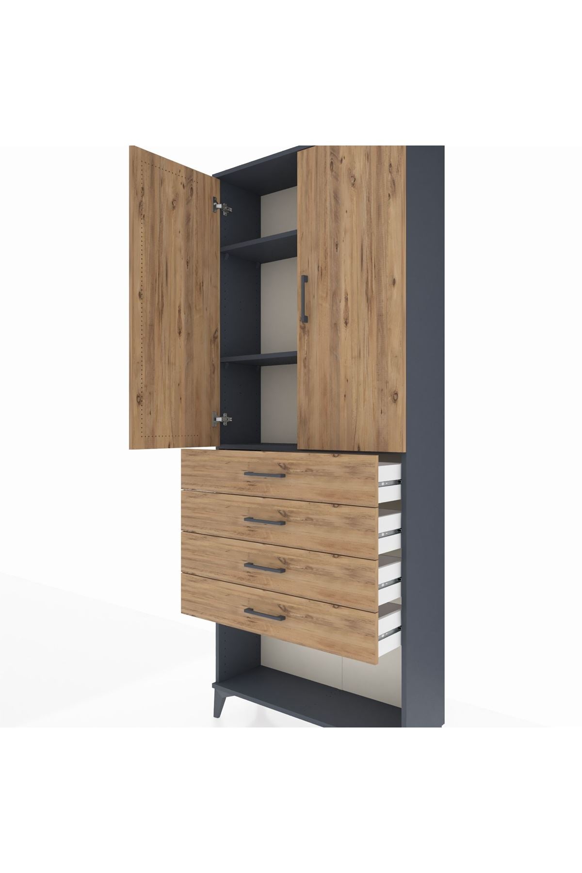 Arges Dolap 3 Raflı 4 Çekmeceli 2 Kapaklı 88x30x221 - S30M124V6A