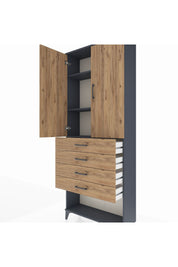 Arges Dolap 3 Raflı 4 Çekmeceli 2 Kapaklı 88x30x221 - S30M124V6A
