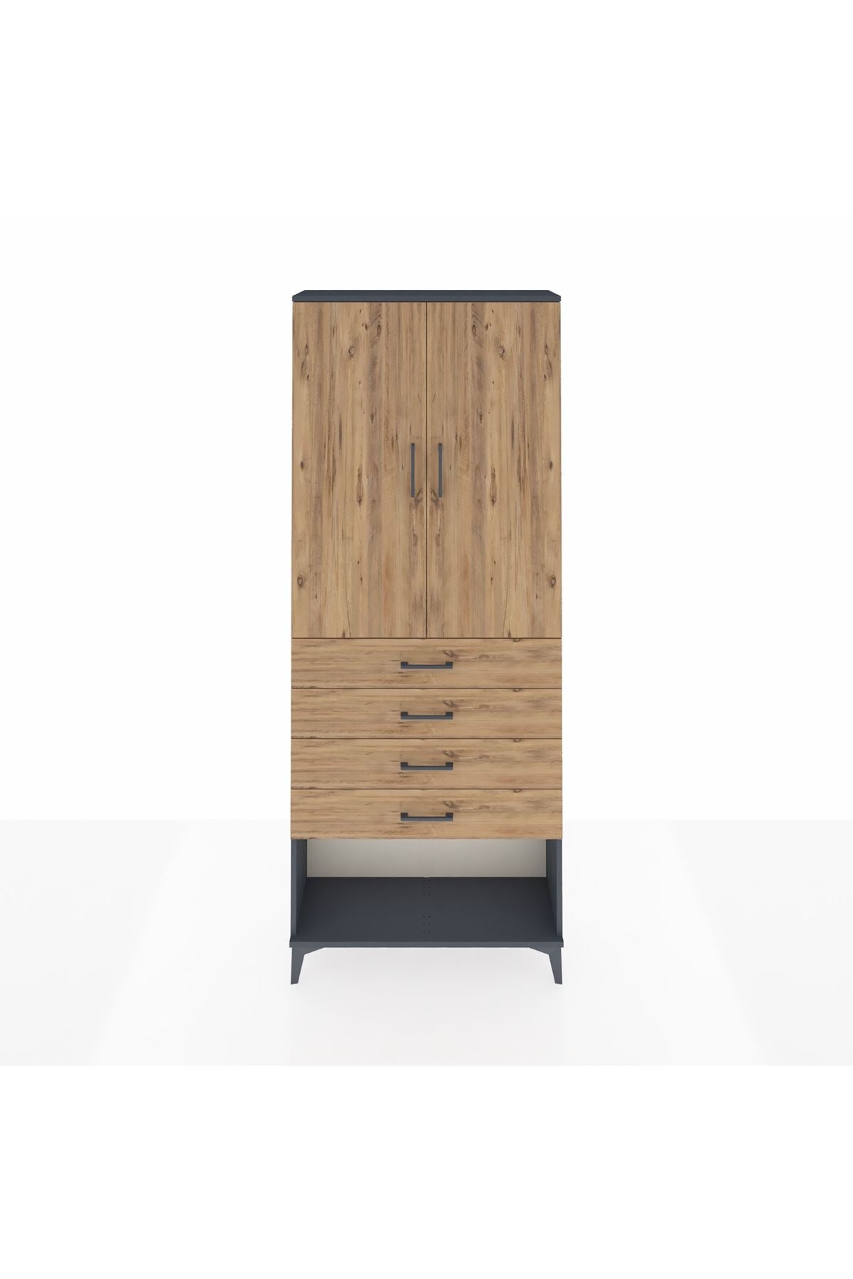 Arges Dolap 3 Raflı 4 Çekmeceli 2 Kapaklı 88x30x221 - S30M124V6A