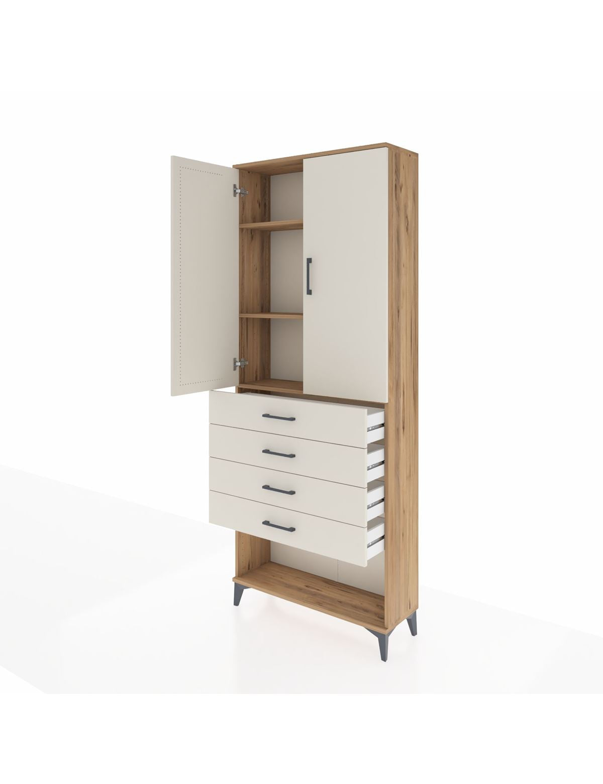 Arges Dolap 3 Raflı 4 Çekmeceli 2 Kapaklı 88x30x221 - S30M124V7A