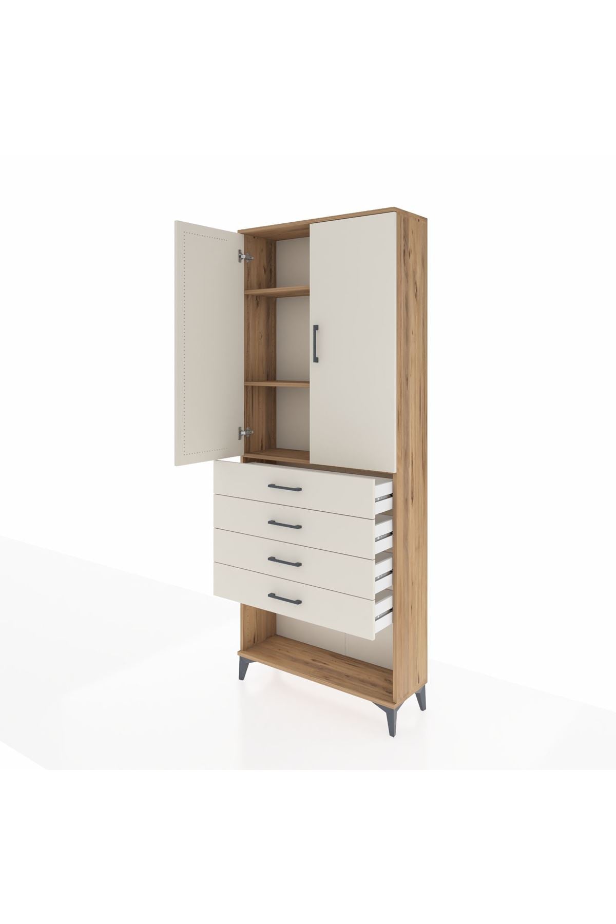 Arges Dolap 3 Raflı 4 Çekmeceli 2 Kapaklı 88x30x221 - S30M124V7A