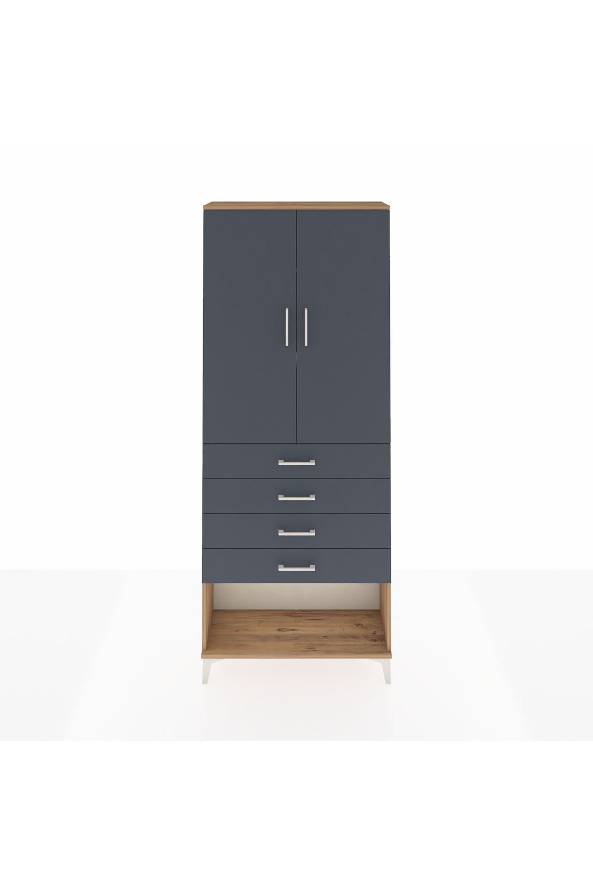 Arges Dolap 3 Raflı 4 Çekmeceli 2 Kapaklı 88x30x221 - S30M124V8A