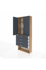Arges Dolap 3 Raflı 4 Çekmeceli 2 Kapaklı 88x30x221 - S30M124V8A