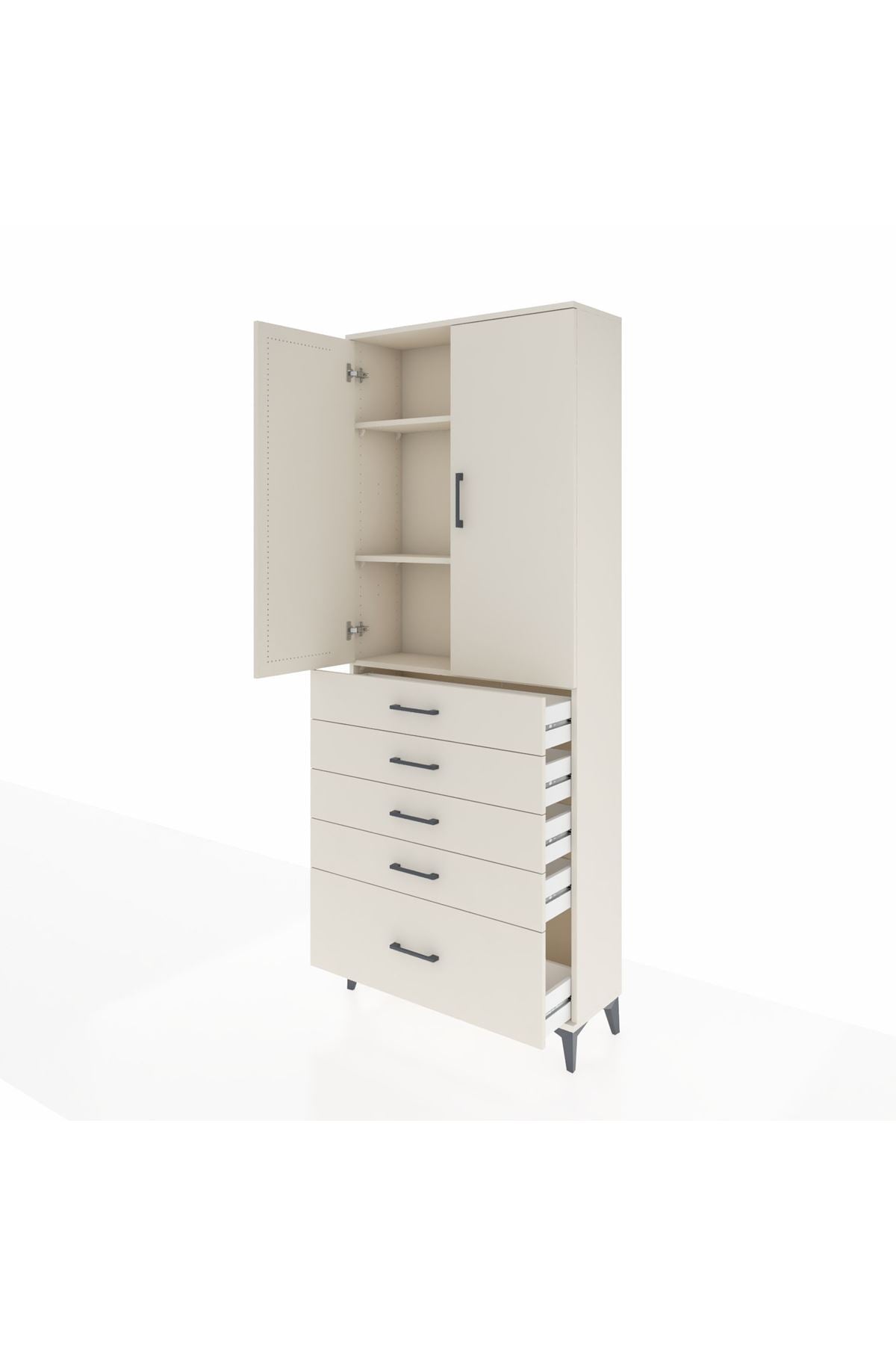 Arges Dolap 3 Raflı 5 Çekmeceli 2 Kapaklı 88x30x221 - S30M127V1A
