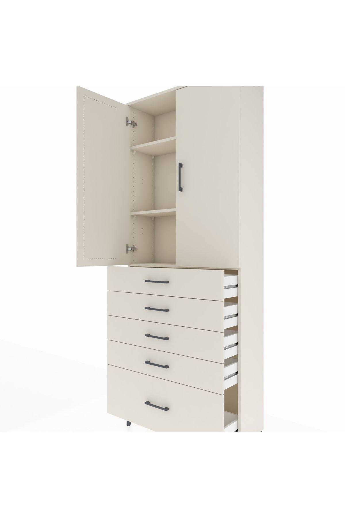 Arges Dolap 3 Raflı 5 Çekmeceli 2 Kapaklı 88x30x221 - S30M127V1A