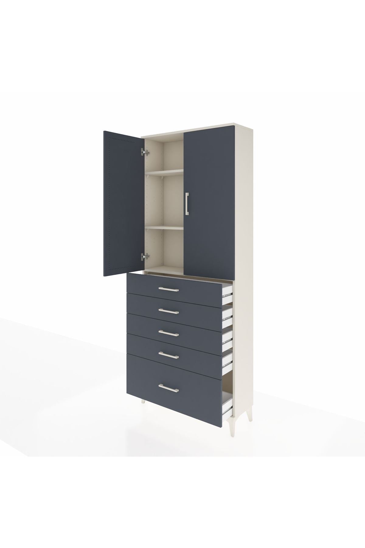 Arges Dolap 3 Raflı 5 Çekmeceli 2 Kapaklı 88x30x221 - S30M127V2A