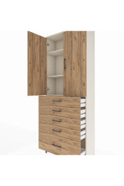 Arges Dolap 3 Raflı 5 Çekmeceli 2 Kapaklı 88x30x221 - S30M127V3A