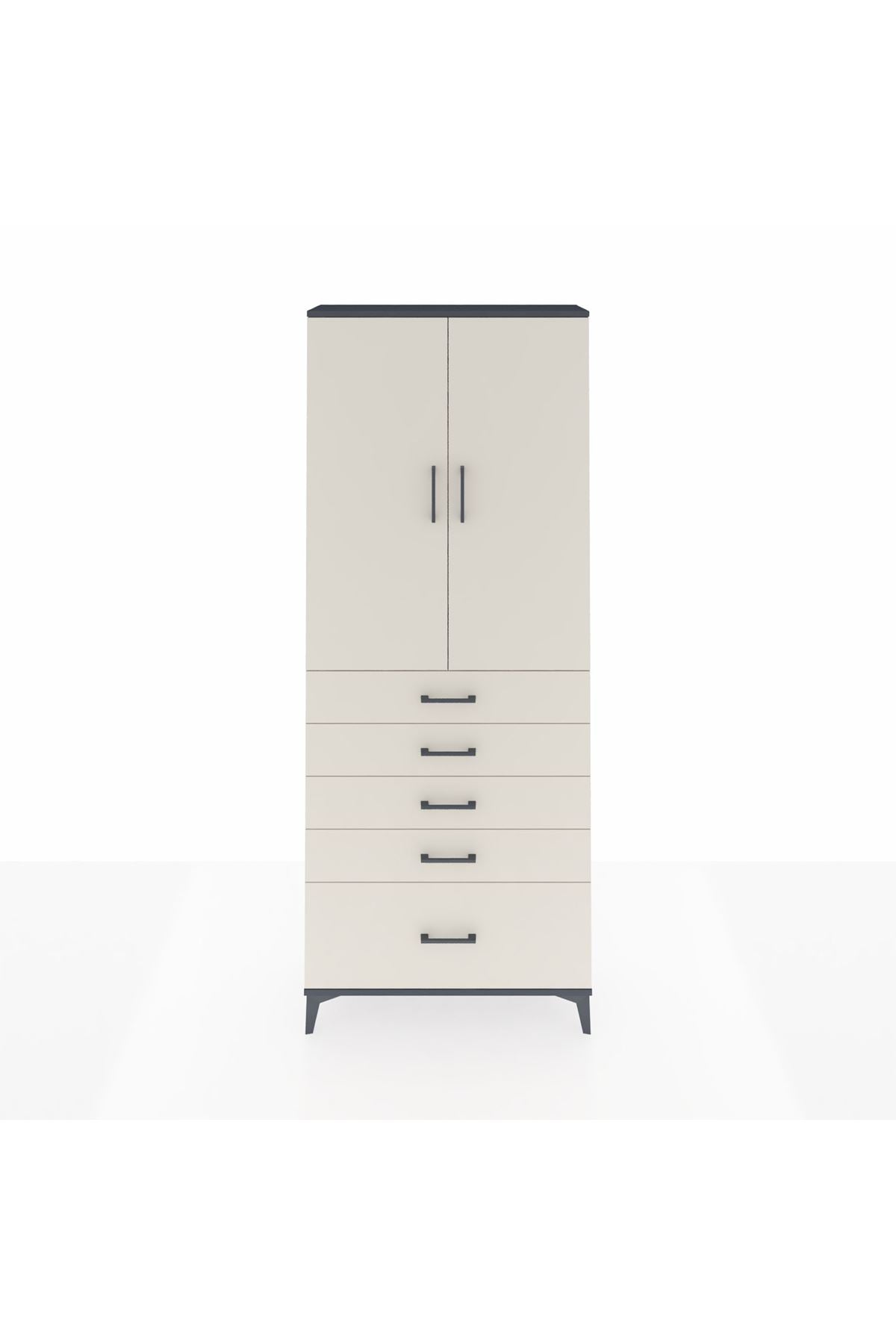 Arges Dolap 3 Raflı 5 Çekmeceli 2 Kapaklı 88x30x221 - S30M127V4A