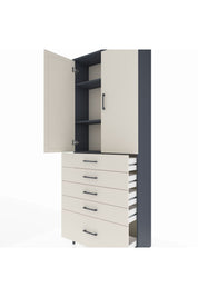 Arges Dolap 3 Raflı 5 Çekmeceli 2 Kapaklı 88x30x221 - S30M127V4A