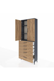 Arges Dolap 3 Raflı 5 Çekmeceli 2 Kapaklı 88x30x221 - S30M127V6A