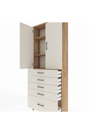 Arges Dolap 3 Raflı 5 Çekmeceli 2 Kapaklı 88x30x221 - S30M127V7A