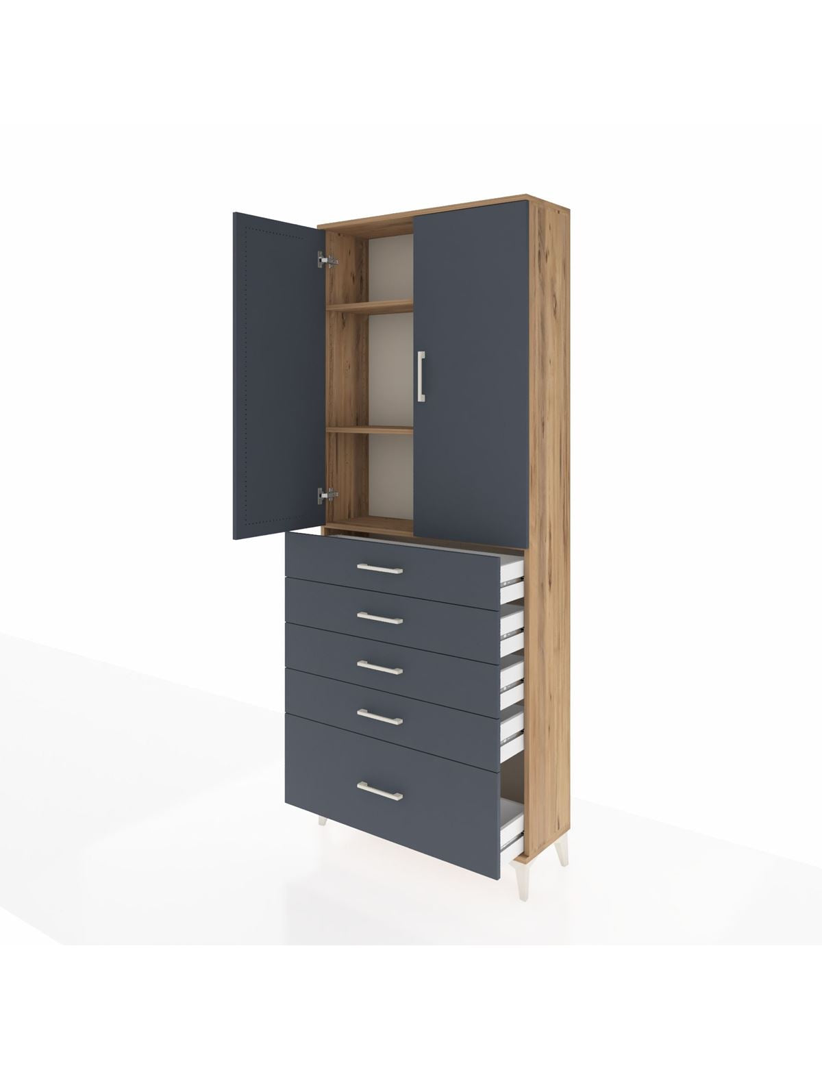 Arges Dolap 3 Raflı 5 Çekmeceli 2 Kapaklı 88x30x221 - S30M127V8A