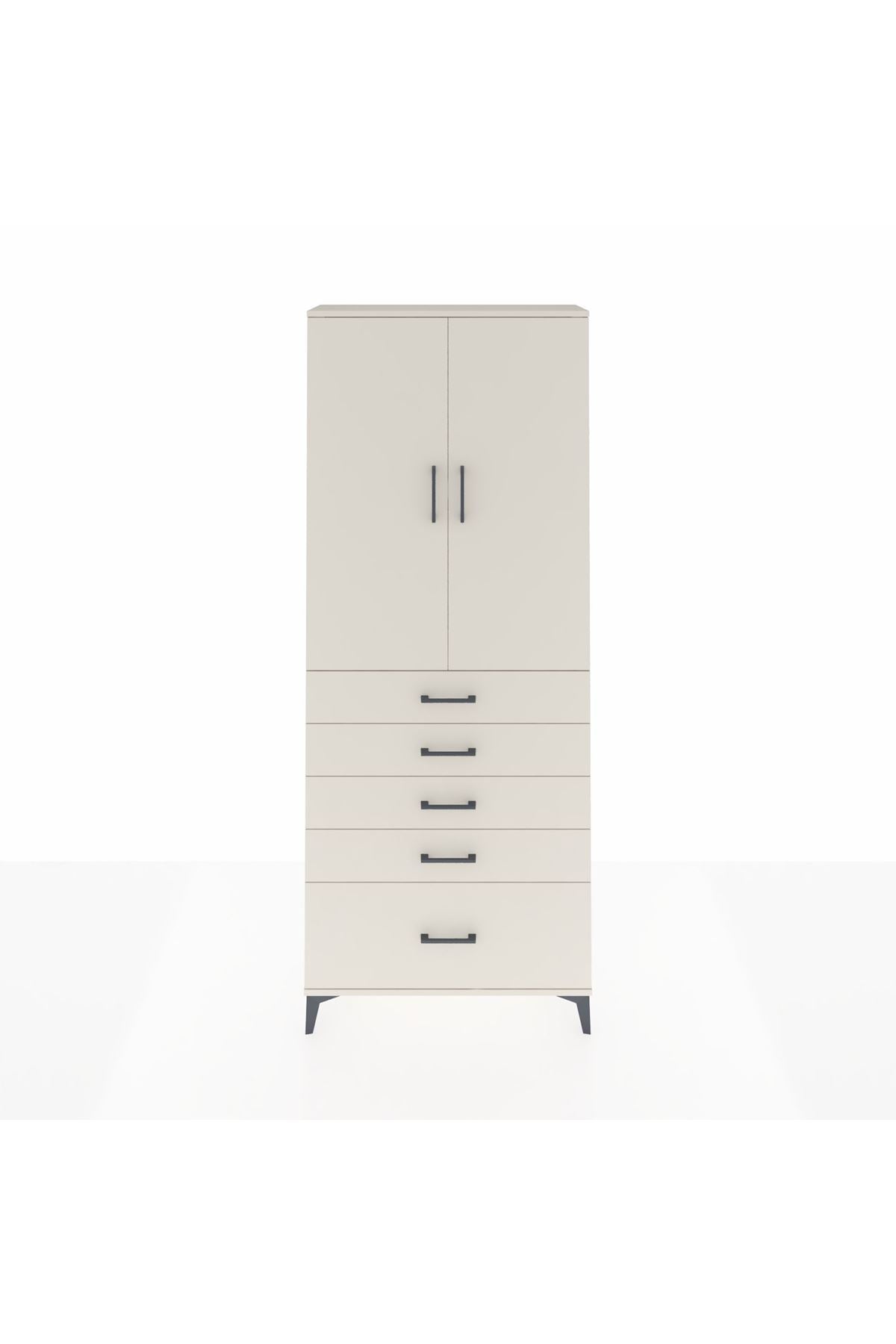Arges Dolap 2 Raflı 5 Çekmeceli 2 Kapaklı 88x30x221 - S30M128V1A