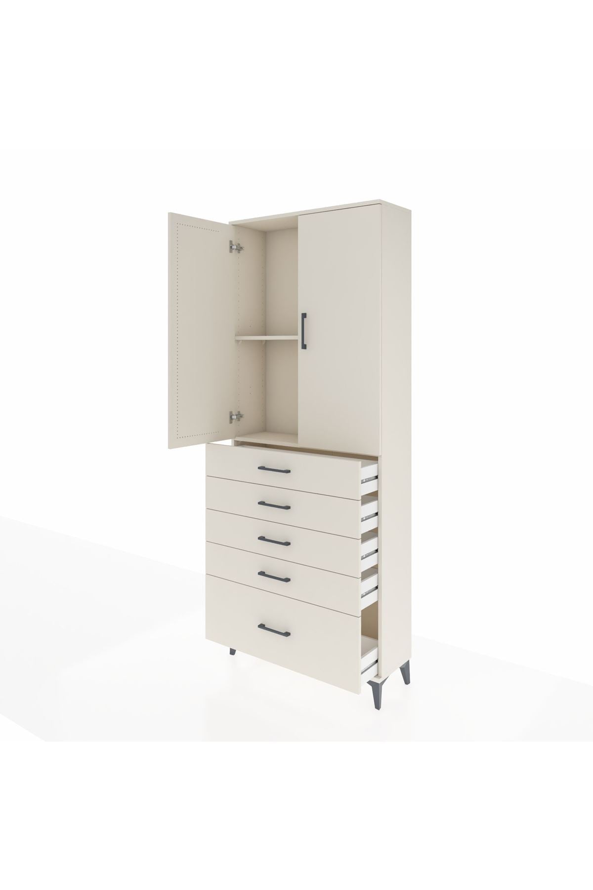 Arges Dolap 2 Raflı 5 Çekmeceli 2 Kapaklı 88x30x221 - S30M128V1A