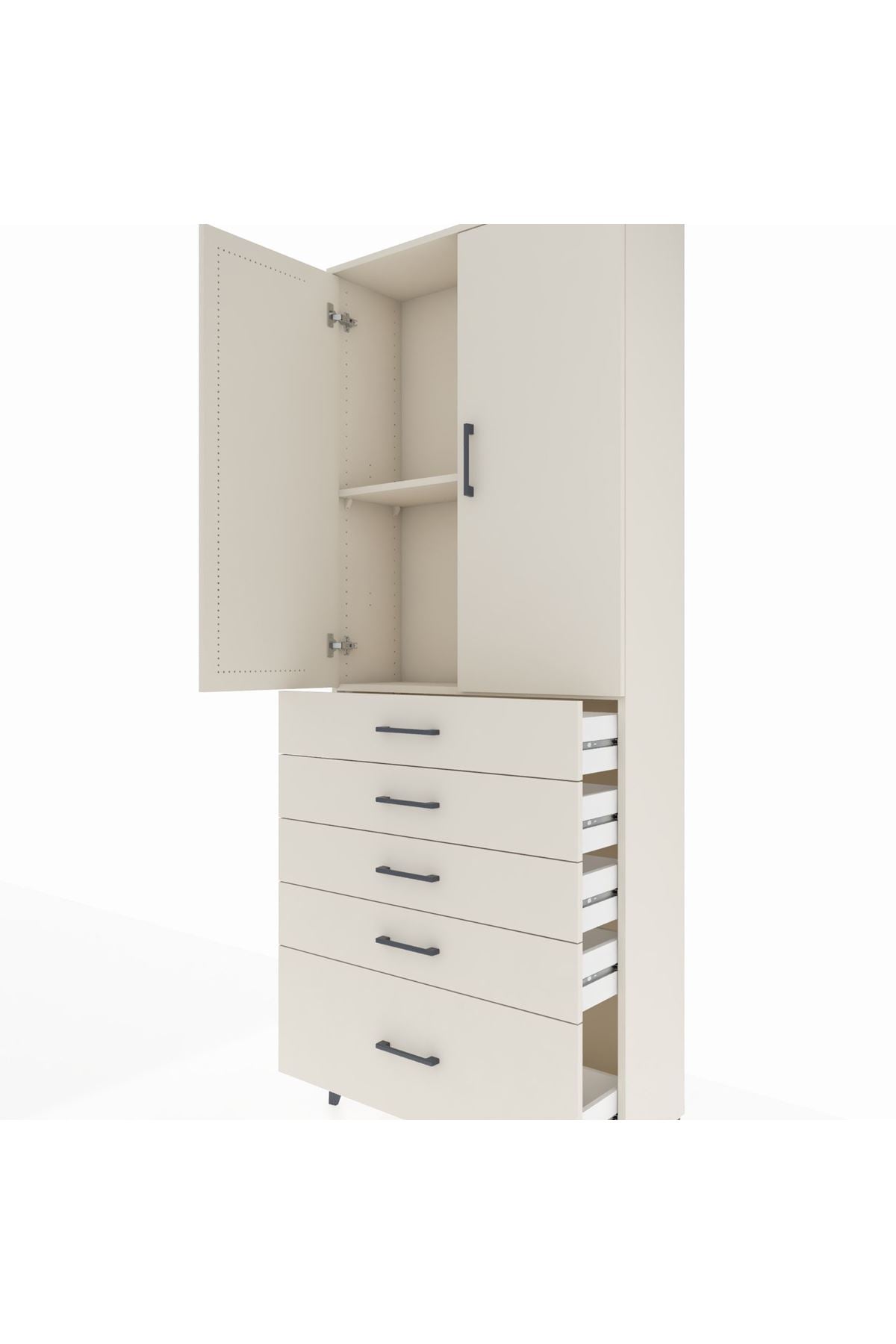 Arges Dolap 2 Raflı 5 Çekmeceli 2 Kapaklı 88x30x221 - S30M128V1A