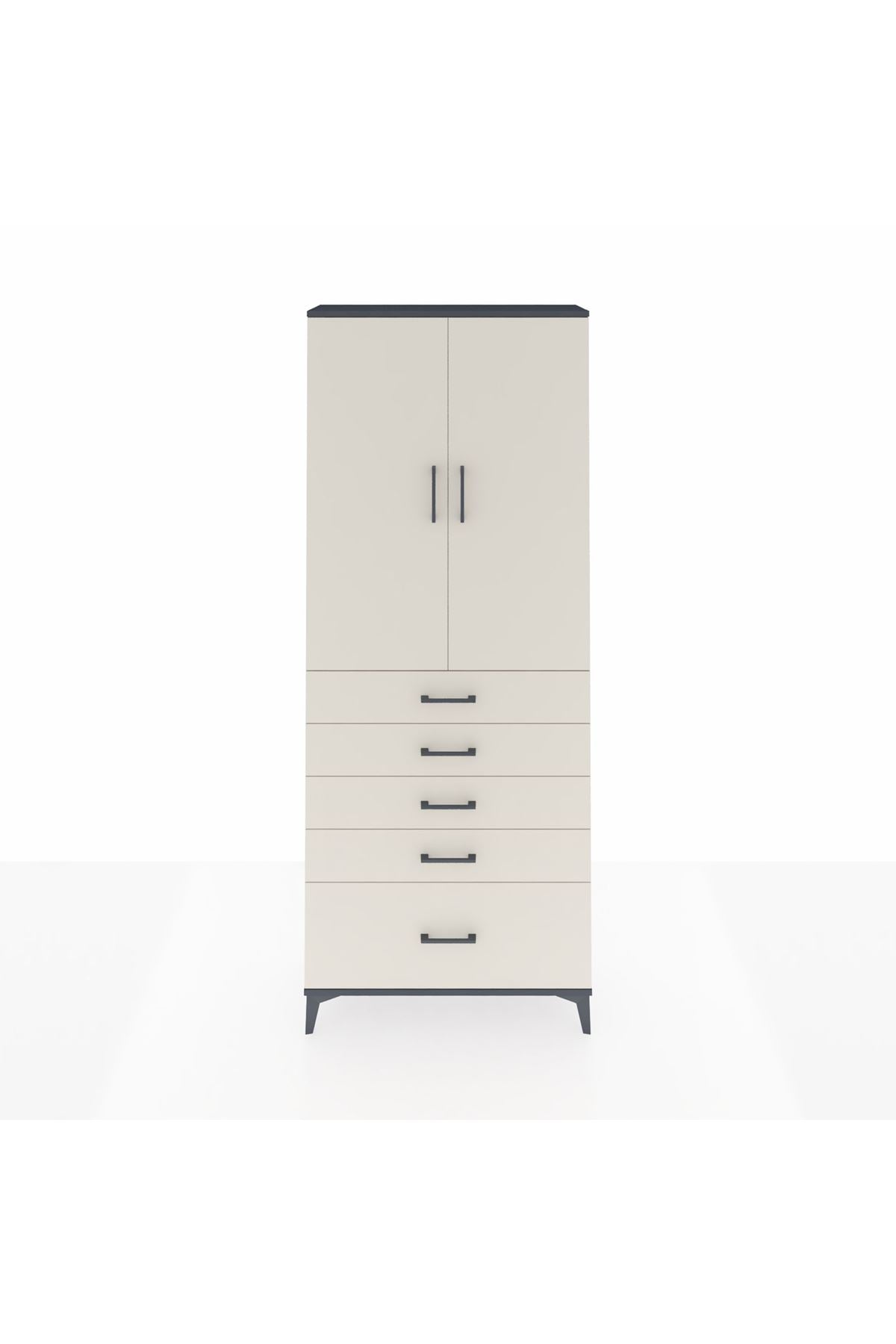 Arges Dolap 2 Raflı 5 Çekmeceli 2 Kapaklı 88x30x221 - S30M128V4A