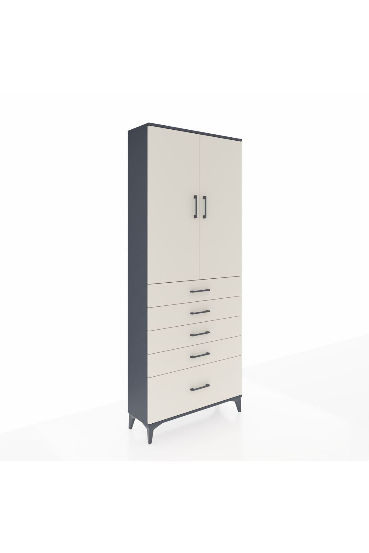 Arges Dolap 2 Raflı 5 Çekmeceli 2 Kapaklı 88x30x221 - S30M128V4A