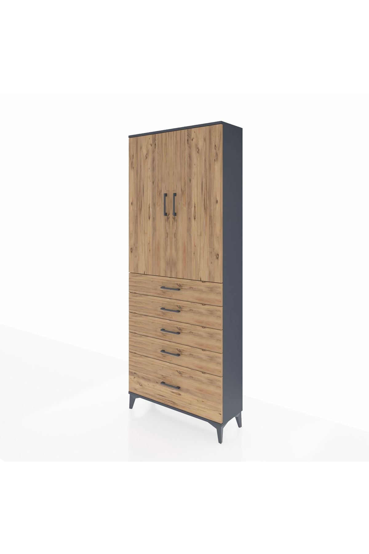 Arges Dolap 2 Raflı 5 Çekmeceli 2 Kapaklı 88x30x221 - S30M128V6A