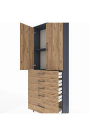 Arges Dolap 2 Raflı 5 Çekmeceli 2 Kapaklı 88x30x221 - S30M128V6A