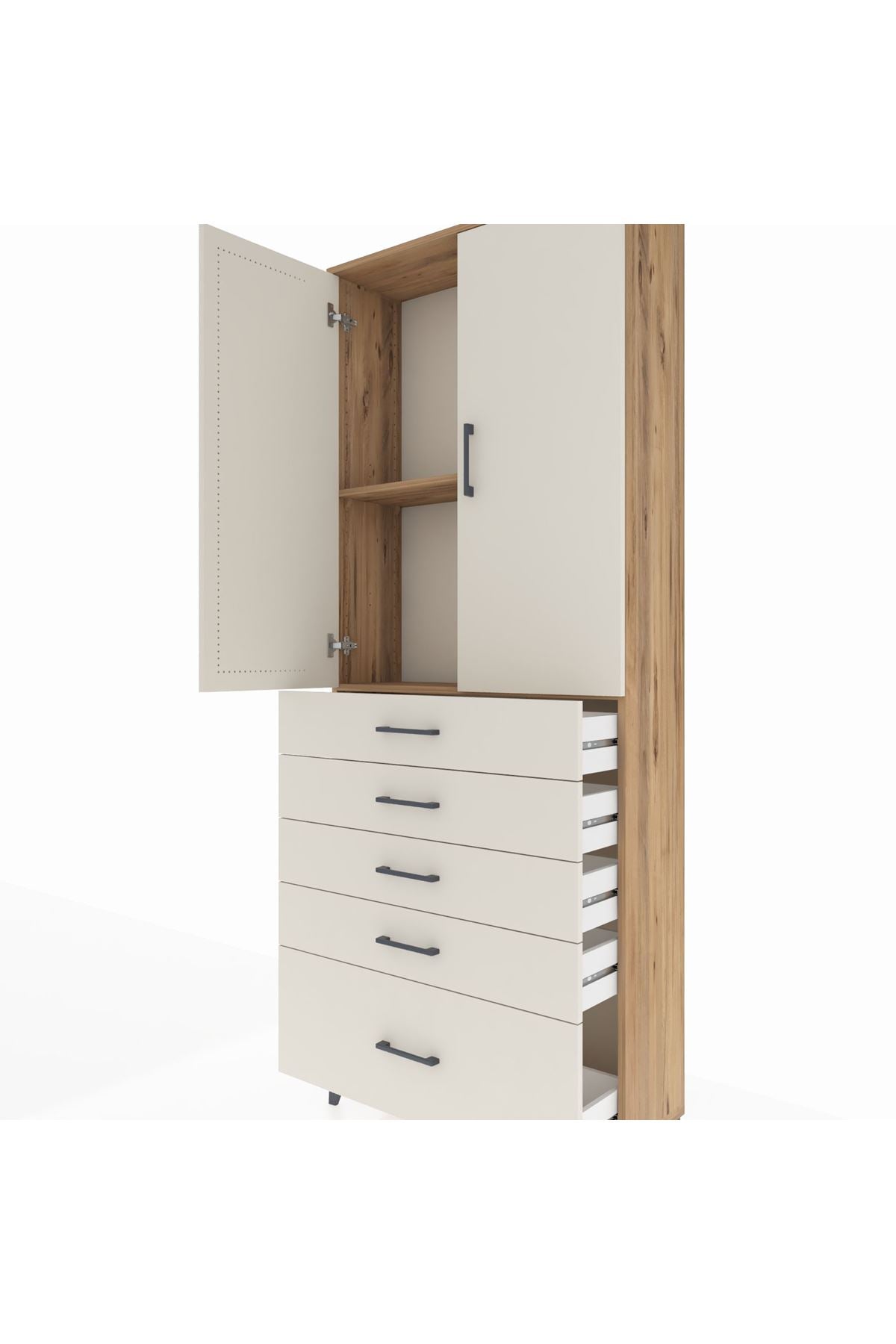 Arges Dolap 2 Raflı 5 Çekmeceli 2 Kapaklı 88x30x221 - S30M128V7A