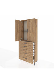 Arges Dolap 2 Raflı 5 Çekmeceli 2 Kapaklı 88x30x221 - S30M128V9A
