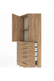 Arges Dolap 2 Raflı 5 Çekmeceli 2 Kapaklı 88x30x221 - S30M128V9A