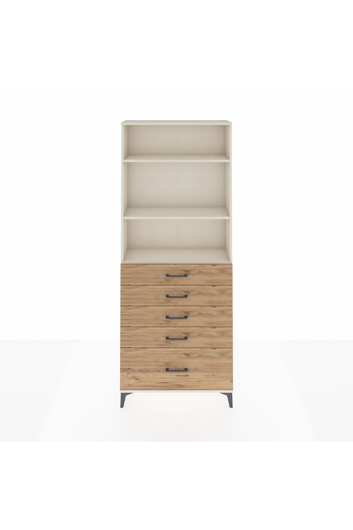 Arges Dolap 3 Raflı 5 Çekmeceli 88x30x221 - S30M129V3A