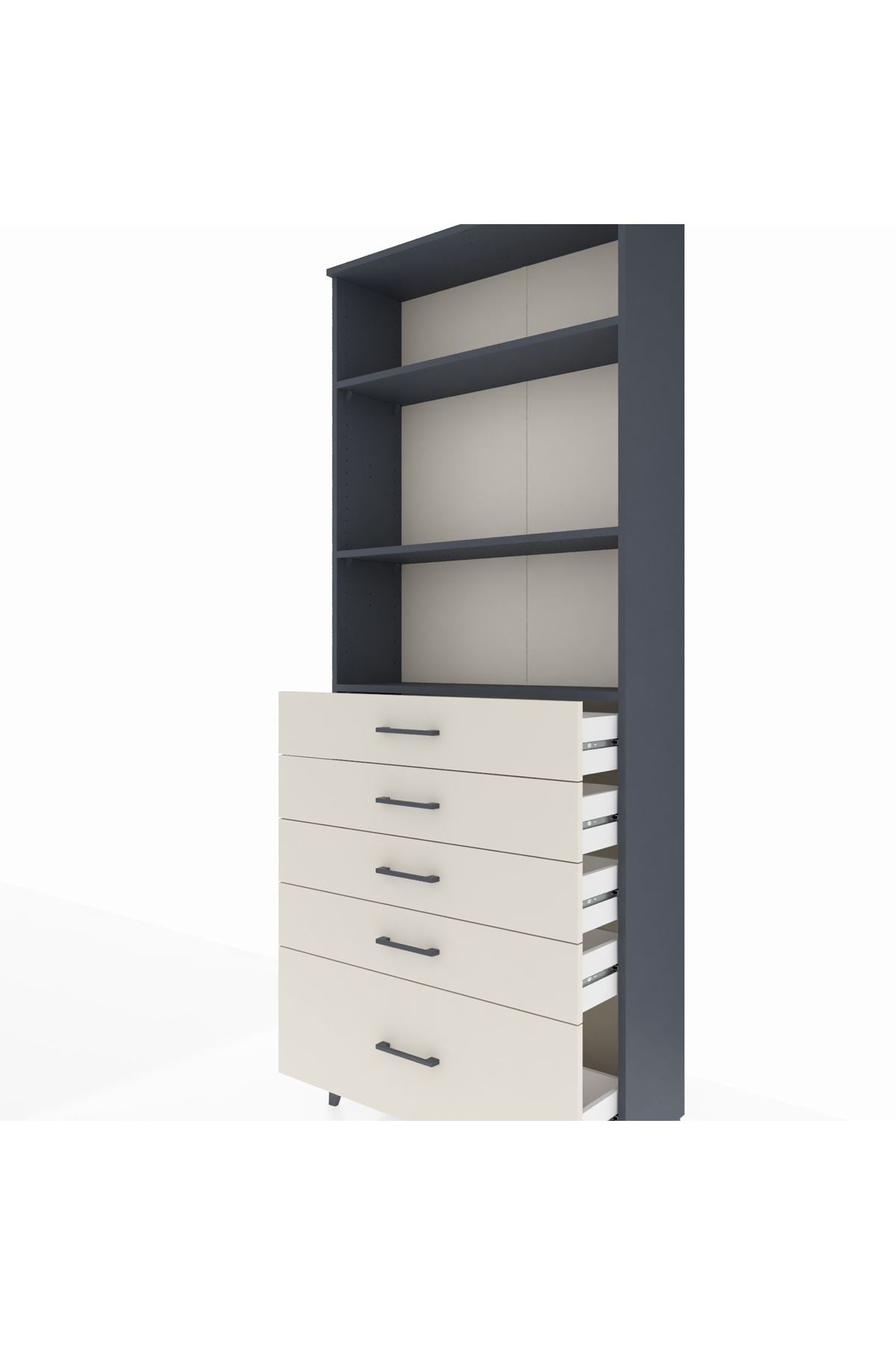 Arges Dolap 3 Raflı 5 Çekmeceli 88x30x221 - S30M129V4A