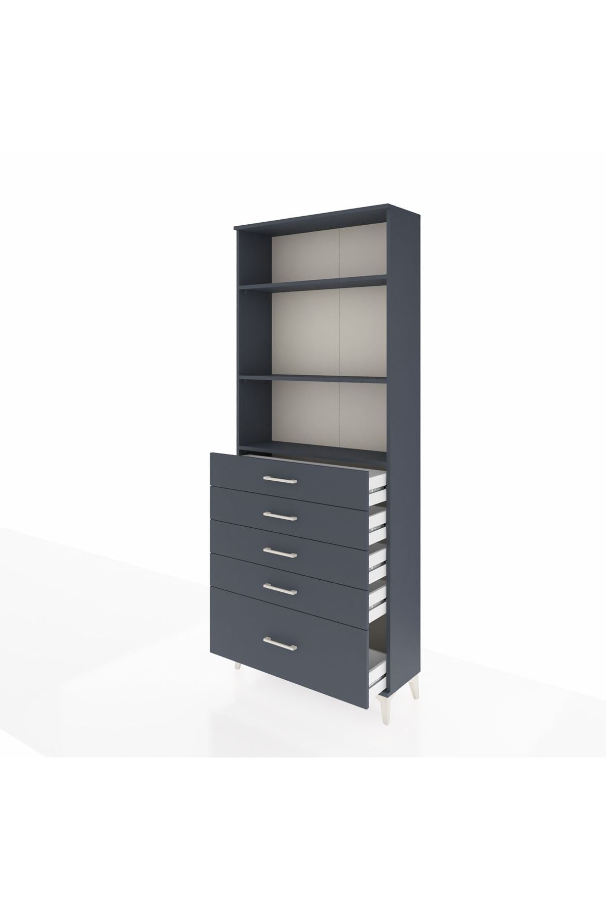 Arges Dolap 3 Raflı 5 Çekmeceli 88x30x221 - S30M129V5A